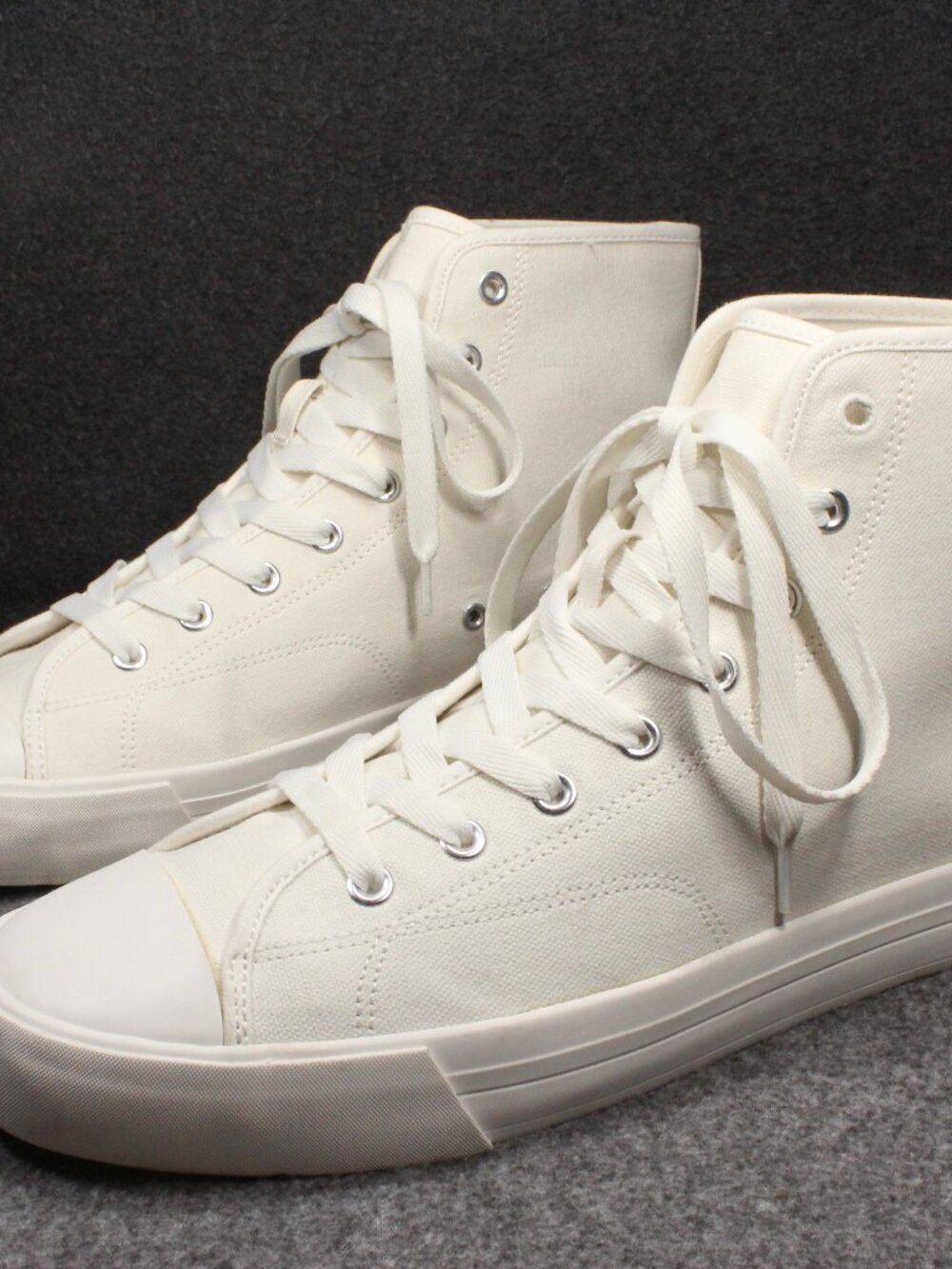 H&M Men's Canvas Hi-Top Trainer Sneakers, Warm White, Men's Size 11.5